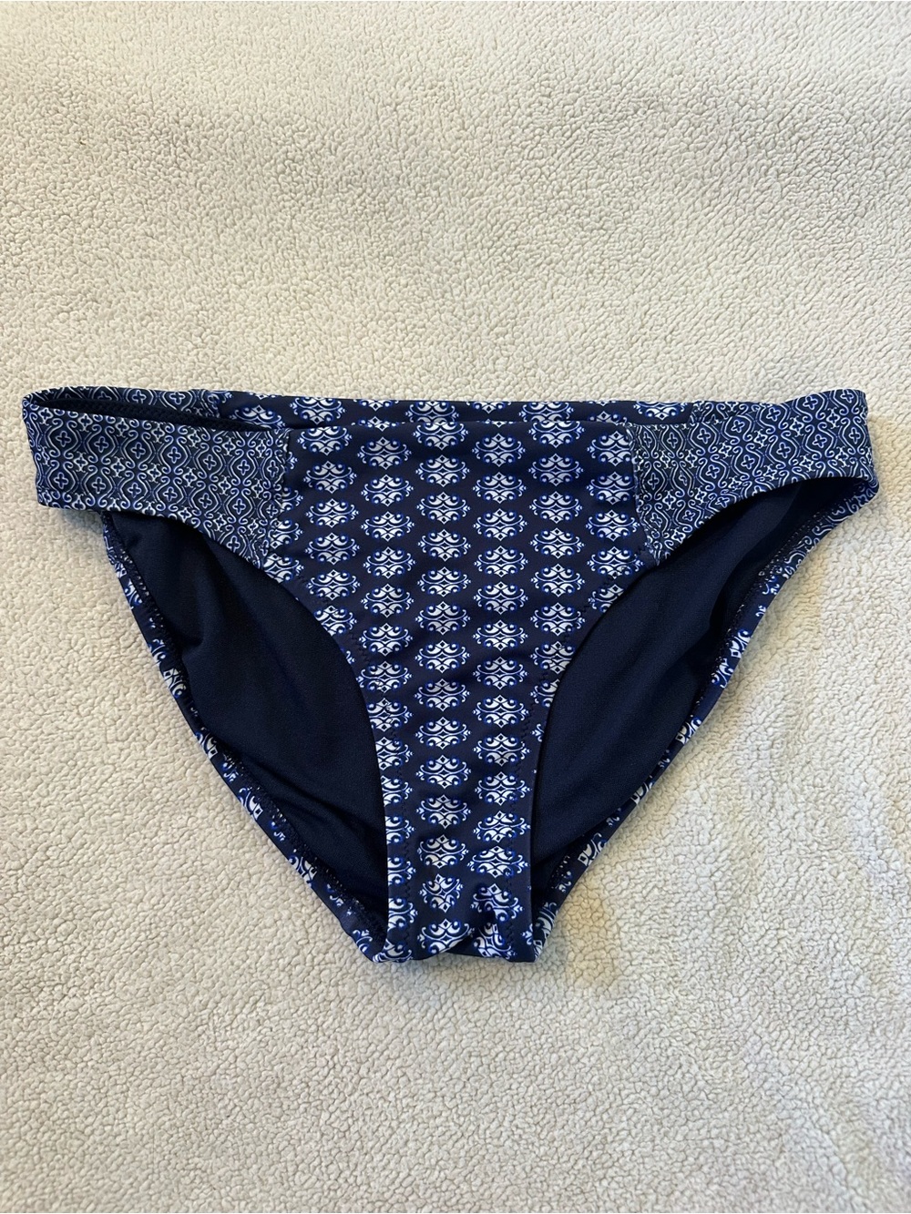Athleta Navy Blue Print Bikini Bottom Swim Size Medium M
